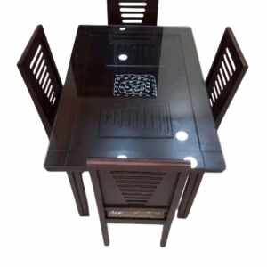 Compact 4-Seater Wooden Dining Table – Ideal for Small Families