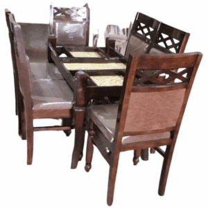 Glass Top 6-Seater Dining Table – Spacious & Elegant
