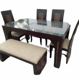 Rustic 6-Seater Wooden Dining Table – Farmhouse Style