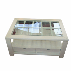 Clear Glass Teapoy with Wooden Stand – Modern Fusion