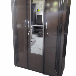 Rustic Finish Wooden Wardrobe with Mirror Panel